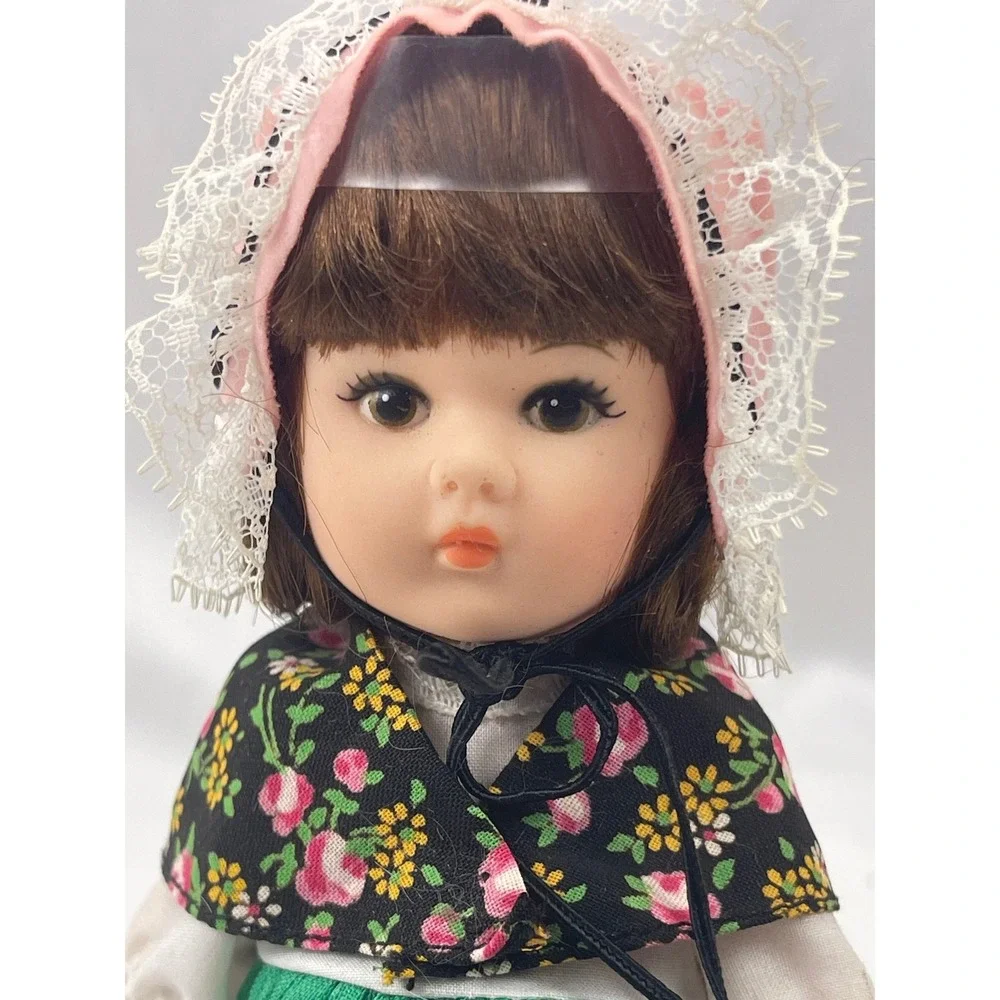 Vintage Vogue Ginny English Doll Traditional Dress Bonnet Pink Purse Collectible